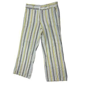 FOR CYNTHIA Wide Leg Linen Blend Striped Pant SZ MD